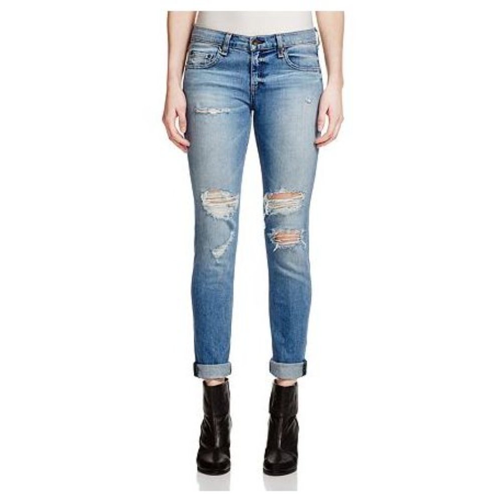 RAG & BONE 10" DRE High Waisted Slim Boyfriend Ripped Jeans sz 30 Women's
